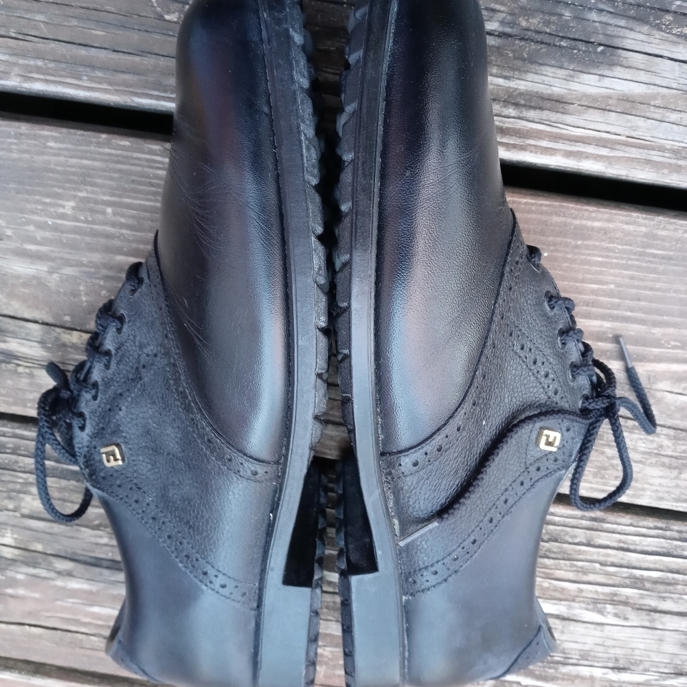 Foot-Joy Golf Shoes-Black Leather-Mens Shoe Size 10M-53857-Soft Joy.... - Picture 8 of 9